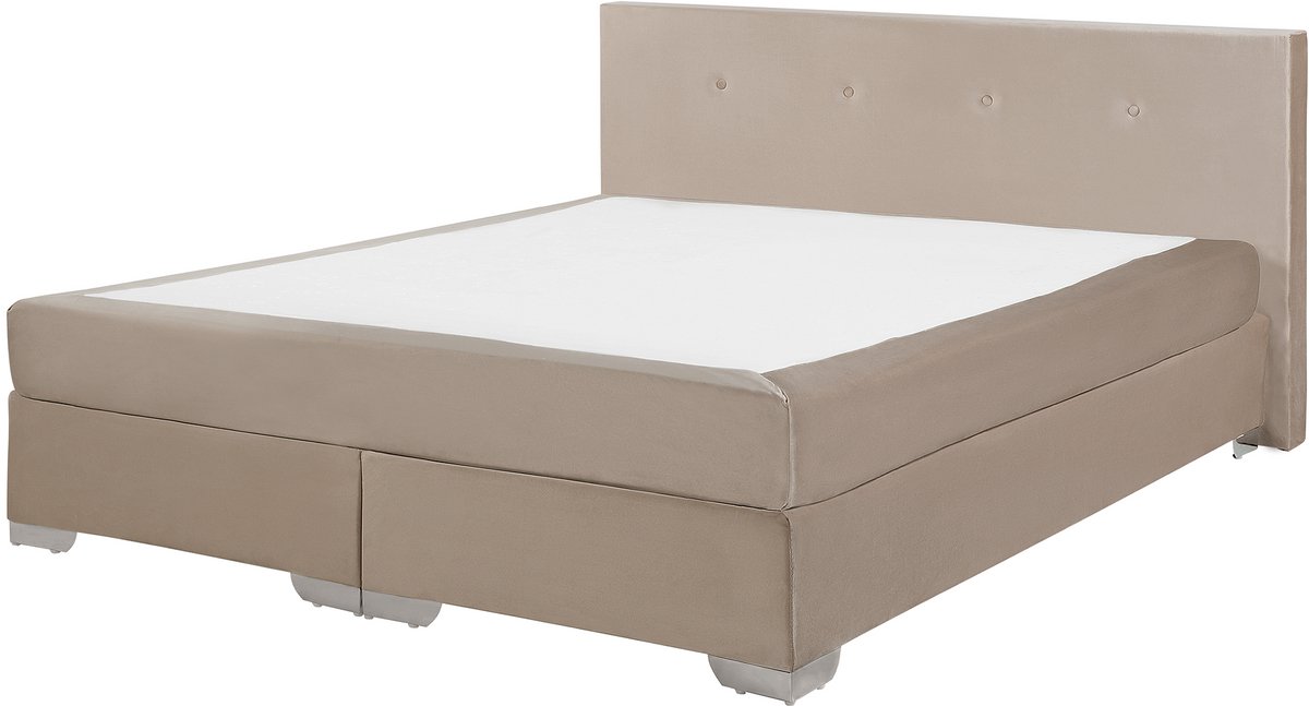 CONSUL - Boxspring - Lichtbeige - 160 x 200 cm - Fluweel