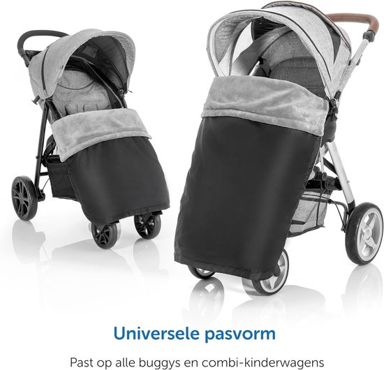 PromoHome Universele Kinderwagendeken - Waterafstotende Fleece Voetenzak Alternatief voor Wandelwagen, Buggy en Kinderwagen - 4 Seizoenen Warmtedeken met Draagtas - Zwart van Merkloos — afbeelding 2
