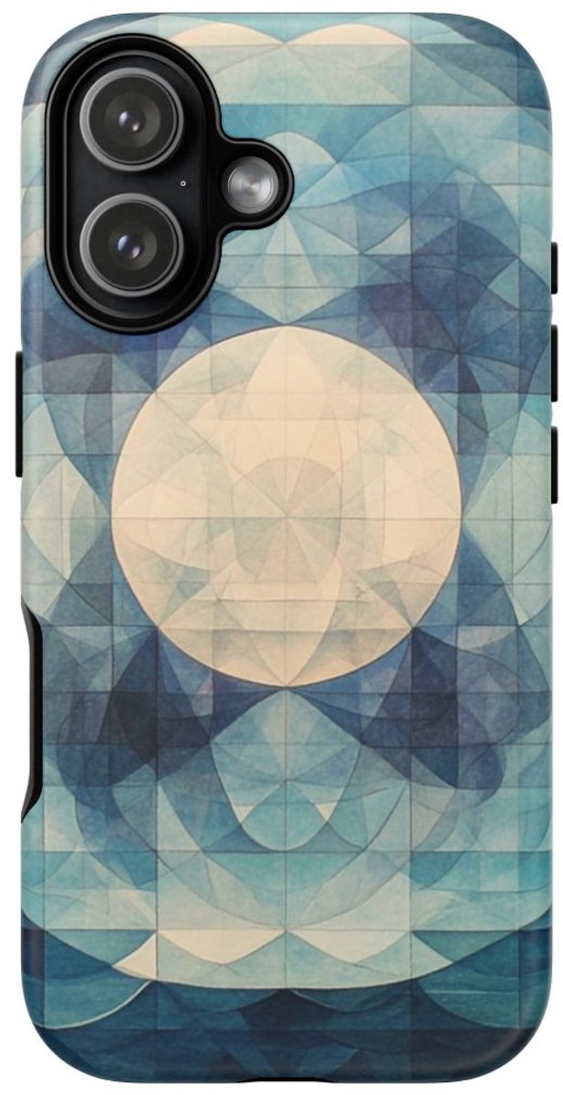 Geometrische Maan en Oceaan Abstract – Telefoonhoesje Geschikt voor iPhone 17