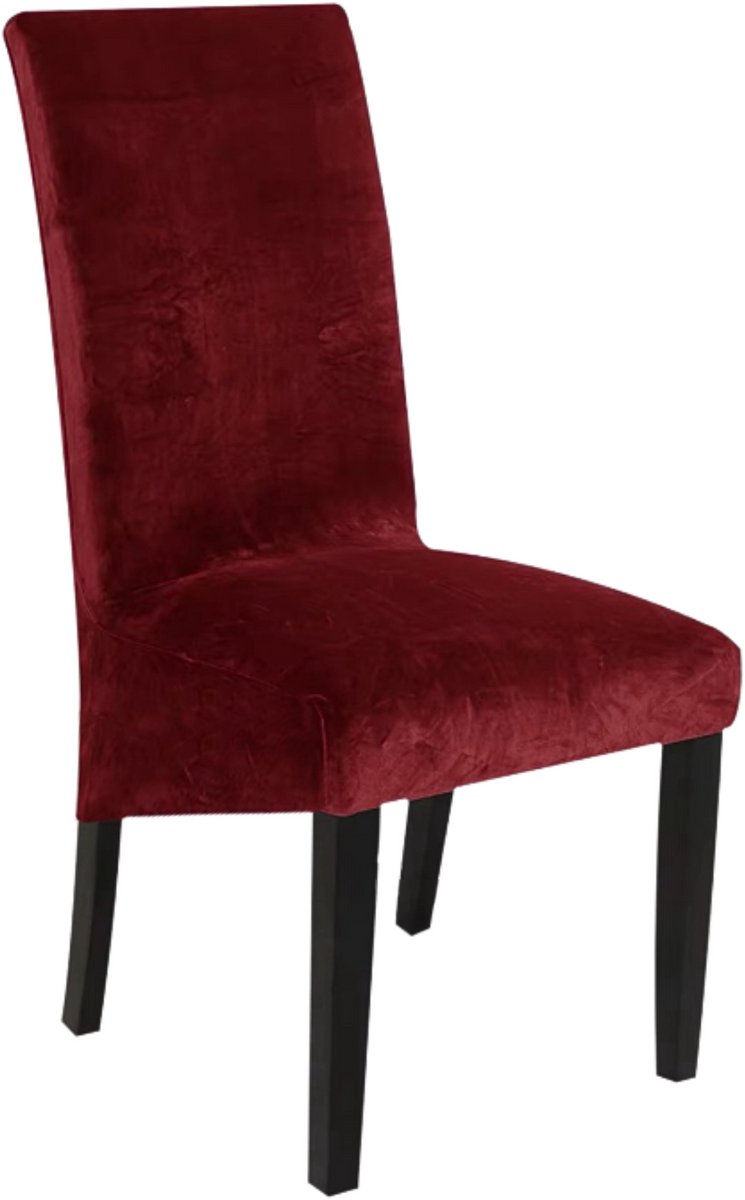 Hilvard Stoelhoes - Stoelhoezen eetkamerstoelen - Velvet - Stretch - Rood Bordeaux - XL-formaat