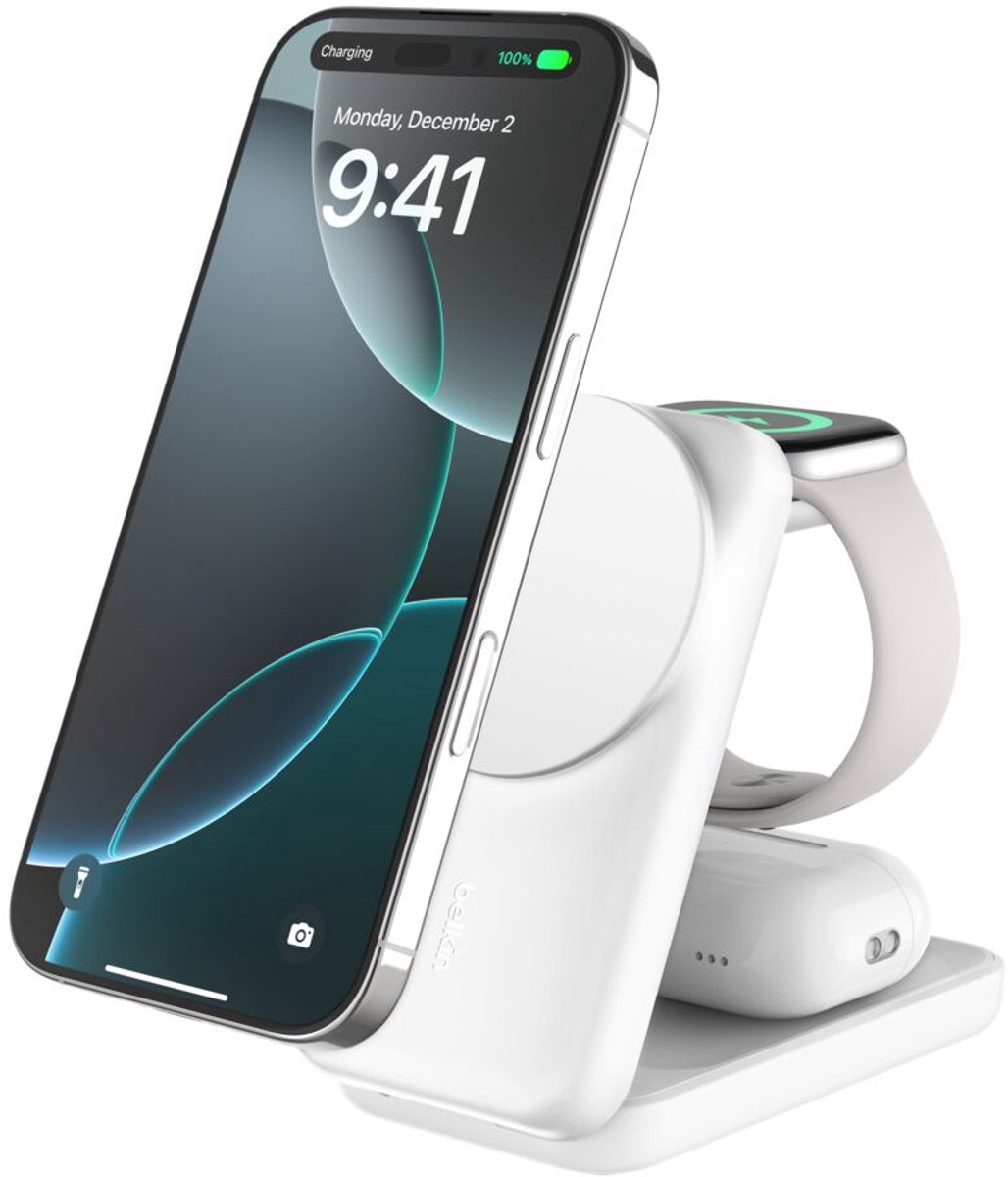 Belkin UltraCharge 3-in-1 Opvouwbare Magnetische Draadloze Oplader Qi2 25W