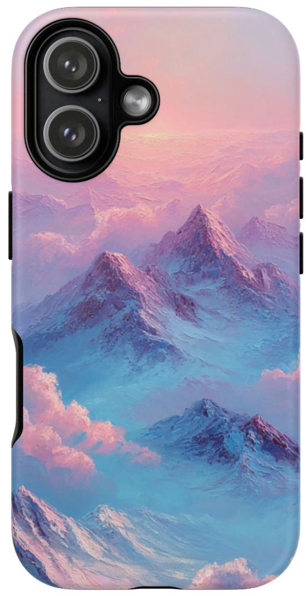 Dromerige Roze en Blauwe Bergtoppen – Telefoonhoesje Geschikt voor iPhone 17