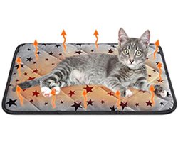 Verwarmingsmat Huisdieren - Warmtemat voor Huisdieren - 60 x 45 cm - Warmtemat voor Katten en Honden - Warme Mat voor Huisdieren - Isolatie - Antislip - Isolatiemat voor Katten, Honden en Andere Huisdieren - Grijs