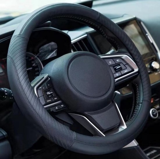 Housse de volant de voiture - housse de volant en cuir, housse de volant en microfibre taille universelle M 37-38 cm, douce, antidérapante, respirante, noire