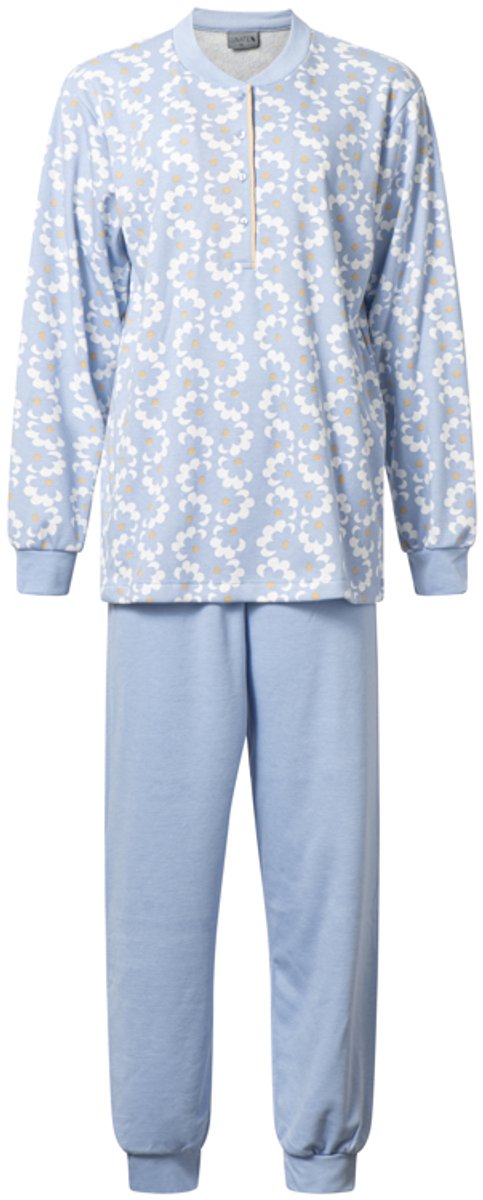 Lunatex warme dames pyjama 124257 - aangeruwd interlock - blauw