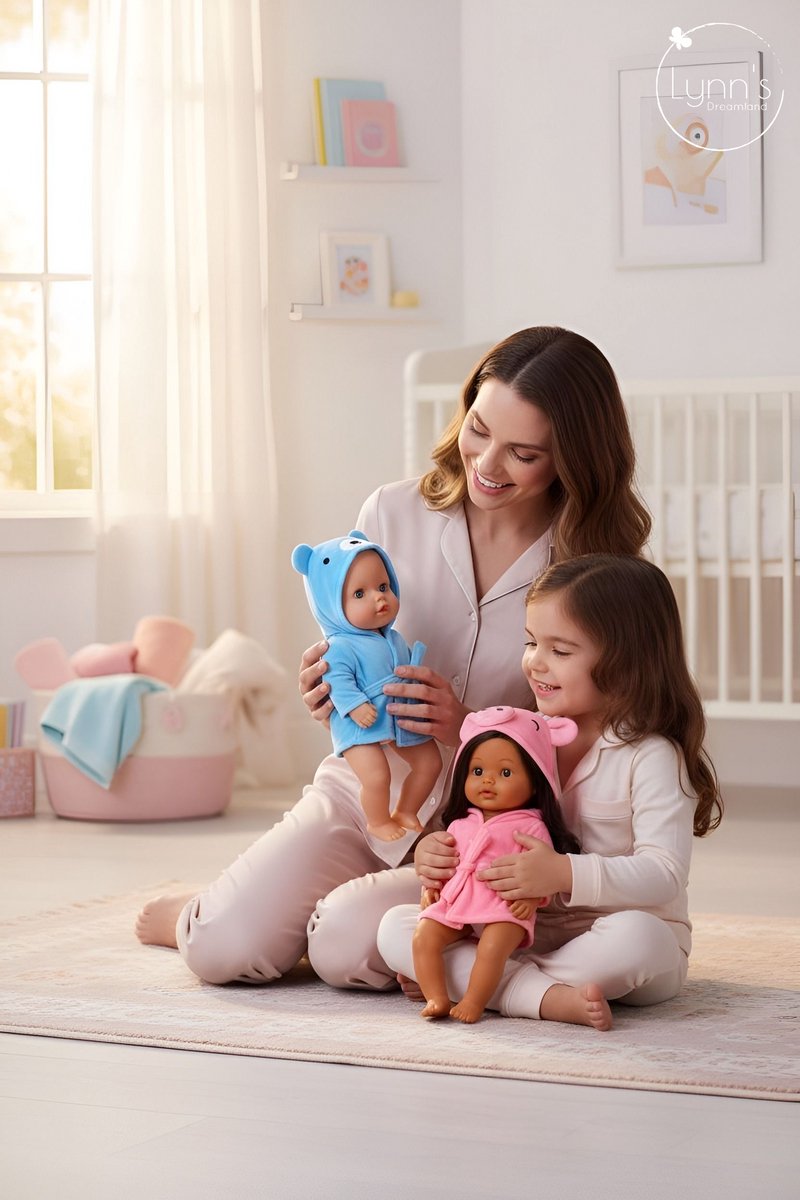 Poppenkleertjes voor babypop 43 cm - Blauwe beer badjas - In cadeauzakje - Poppenkleding geschikt voor o.a. Baby Born pop — afbeelding 9