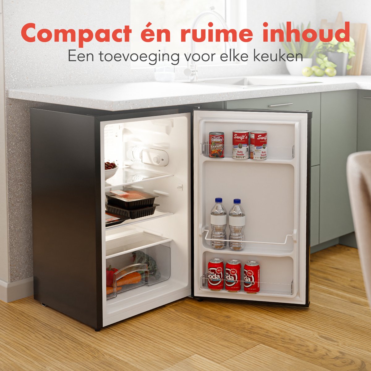 KitchenBrothers Koelkast - 88L - Tafelmodel - IJskast - Frigo - Vrijstaand - Zwart — afbeelding 3
