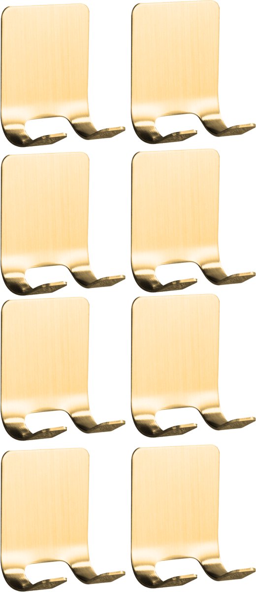 House of Husk 8 Stuks RVS Duo Wandhaak – Zelfklevende Handdoek Haakjes - Multi Wandhaakje - Muur Haak – Deurhaak - Goud