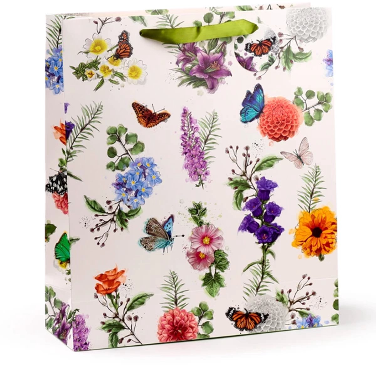 Cadeautas - Grote luxe Geschenktas XXL - Cadeauzak - Geschenkzak - Weide Vlinders - 35x40x12cm