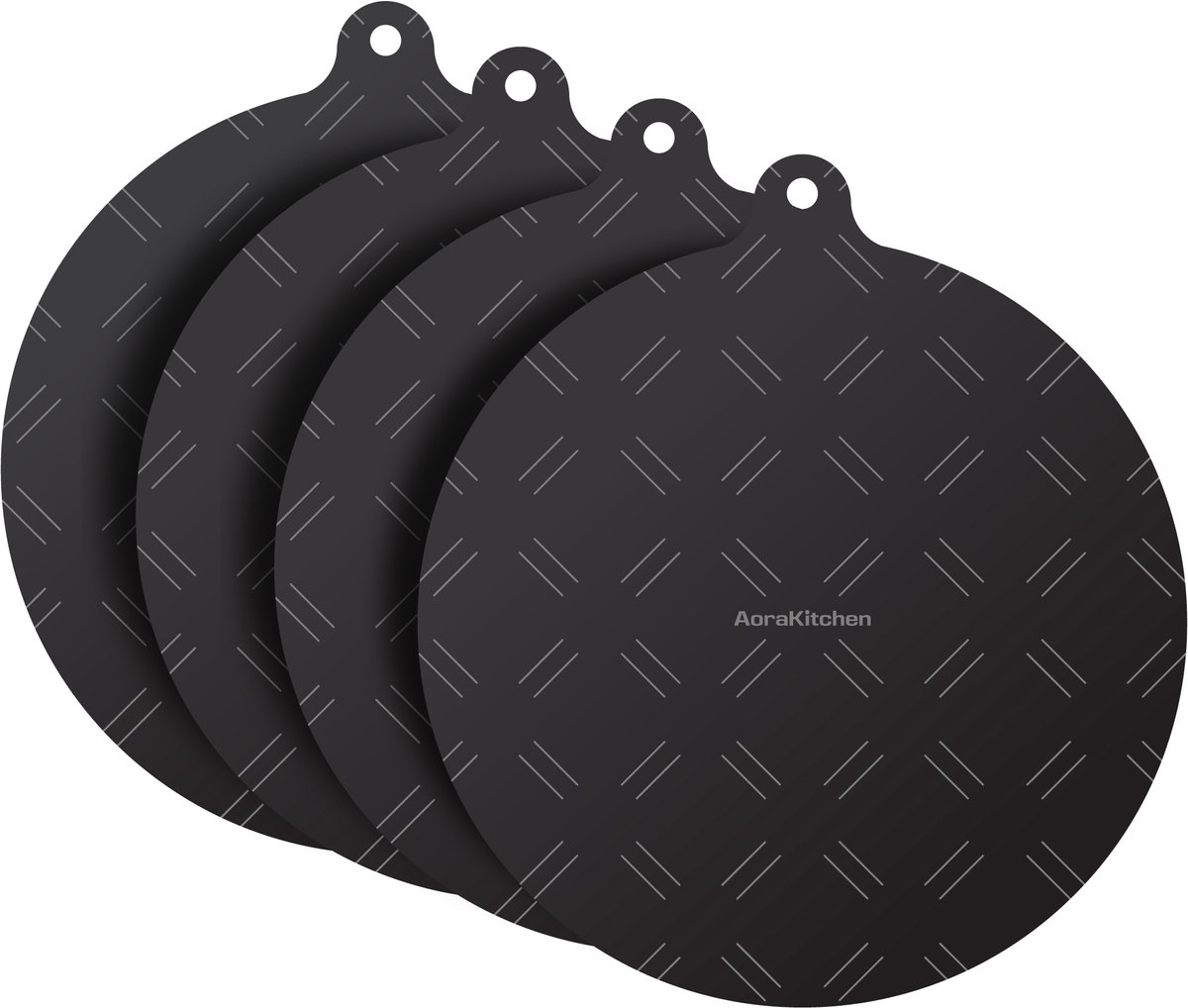 AoraKitchen Inductie Beschermer - 4 Stuks - tot 280 °C - Kookplaat Beschermer - Onderzetters Pannen - Ø 22cm - Zwart