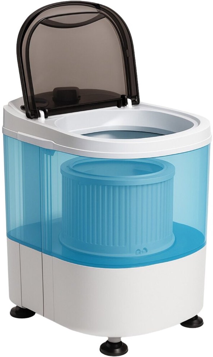 Vonia Mini Wasmachine - Kleine wasmachine - Met centrifuge en bovenlader - Wascapaciteit 2,6 kg - Energiezuinig - Wit/Blauw — afbeelding 1