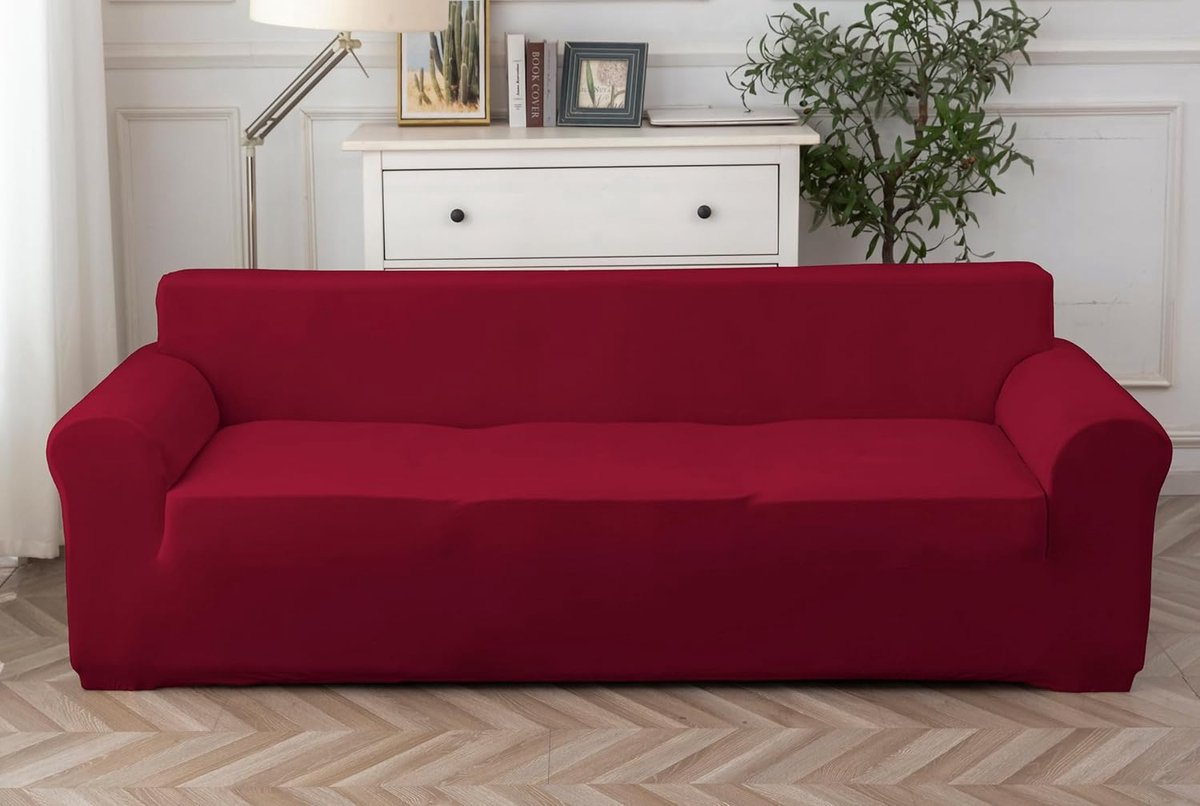Elastische Velours Bankhoes voor 4 Zitplaatsen (240-290CM) - Krasbestendig en Super Zacht - Universele Bescherming voor Katten