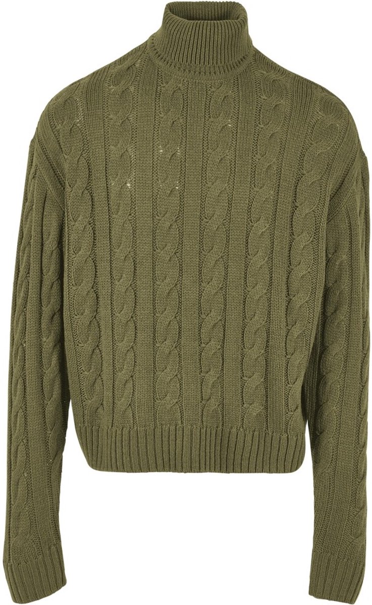 Urban Classics Boxy roll Sweater/trui S Olijfgroen