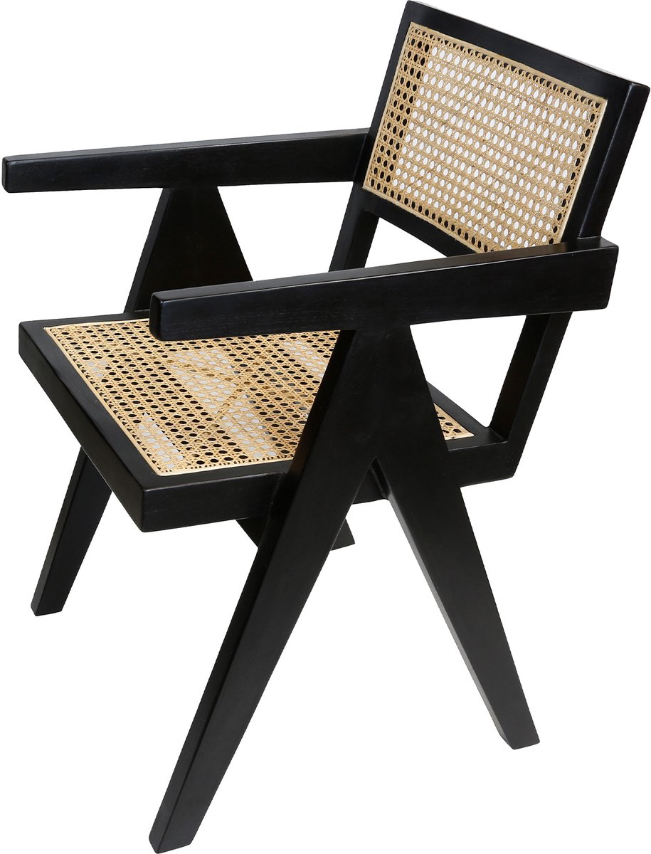 Teakhouten rotan fauteuil Nico