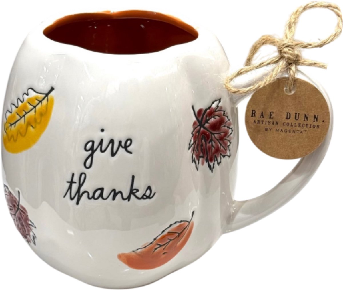 Rae Dunn - give thanks - herfst mok - decoratie - farmhouse - theemok - koffiemok - mok met tekst - grote mok - herfst decoratie - pompoen mok - pompoen mok