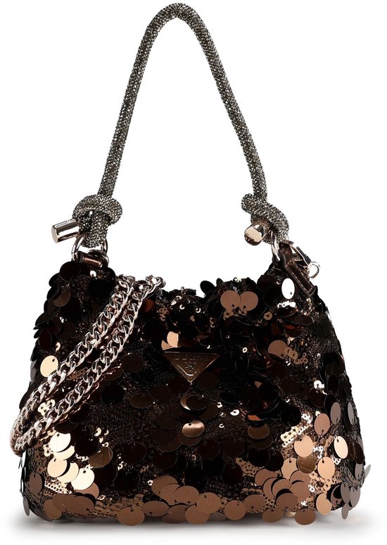 GUESS sac de soirée sac à épaule bandoulière Holiday Shine Pochette Mini Bronze