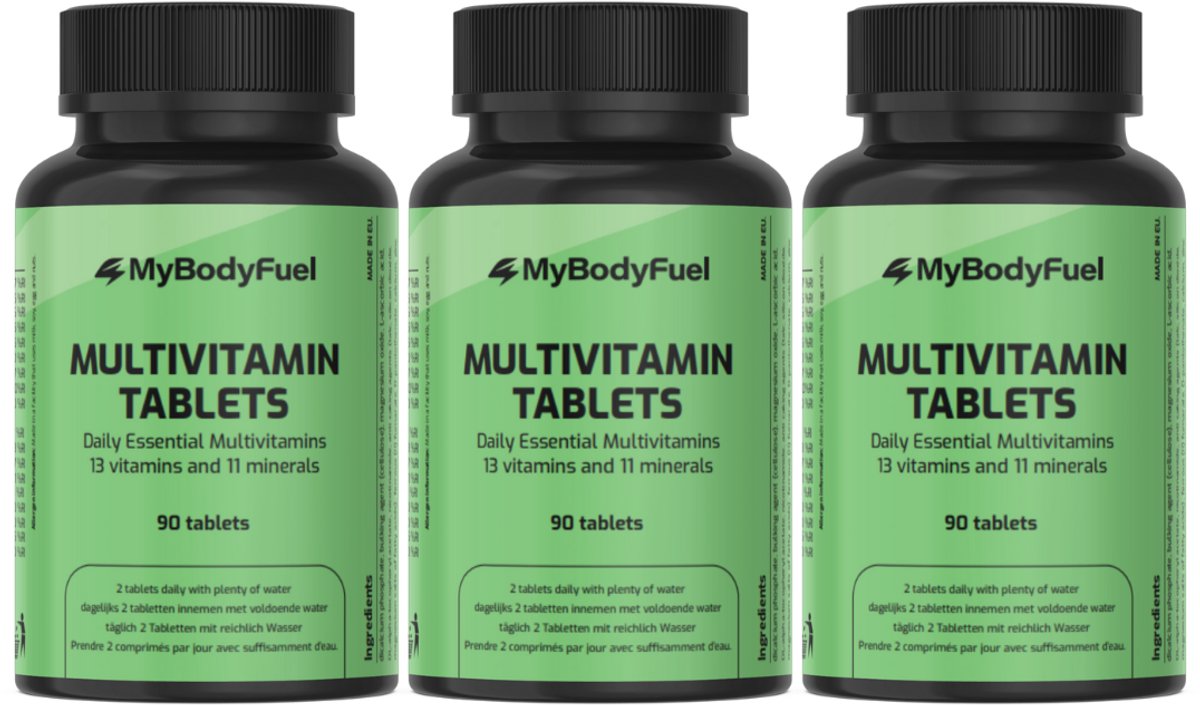 MyBodyFuel - Multivitaminen Tabletten - 3 Pack - 13 Vitamines & 11 Mineralen - 270 Tabletten