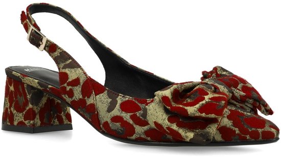Manfield - Dames - Slingbacks burgundy léopard avec nœud - Taille 40
