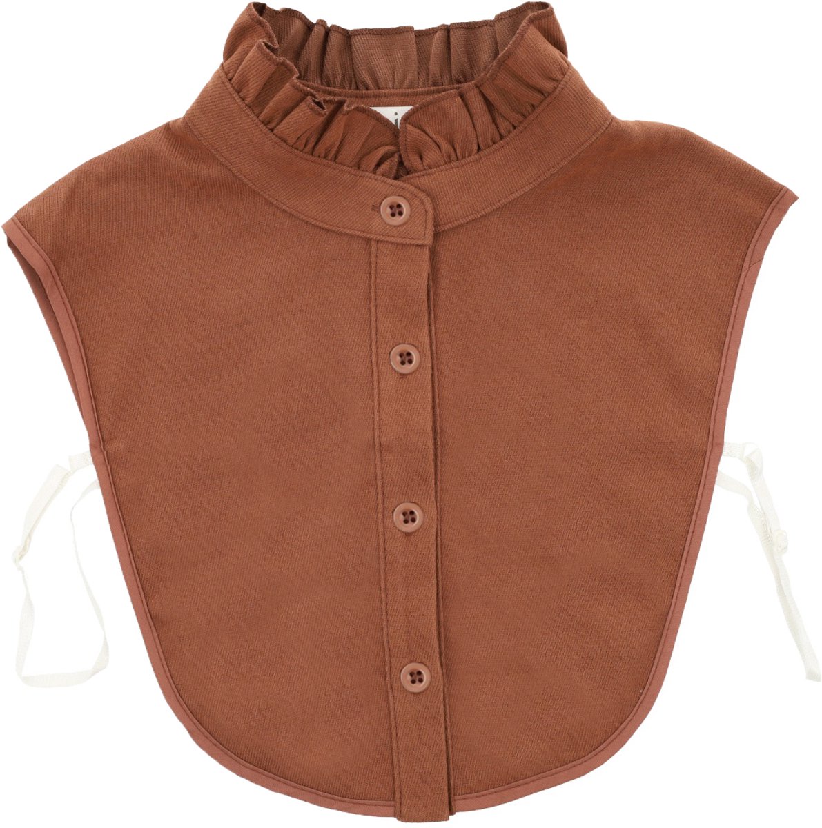 Lajetti - Bruin Kraagje met Ruffle Kraag - Dames Blouse Kraagje Los