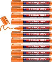 edding 300 permanent marker - oranje - 10 stiften - ronde punt 1,5-3 mm - watervast, sneldrogend - wrijfvast - voor karton, kunststof, hout, metaal, glas