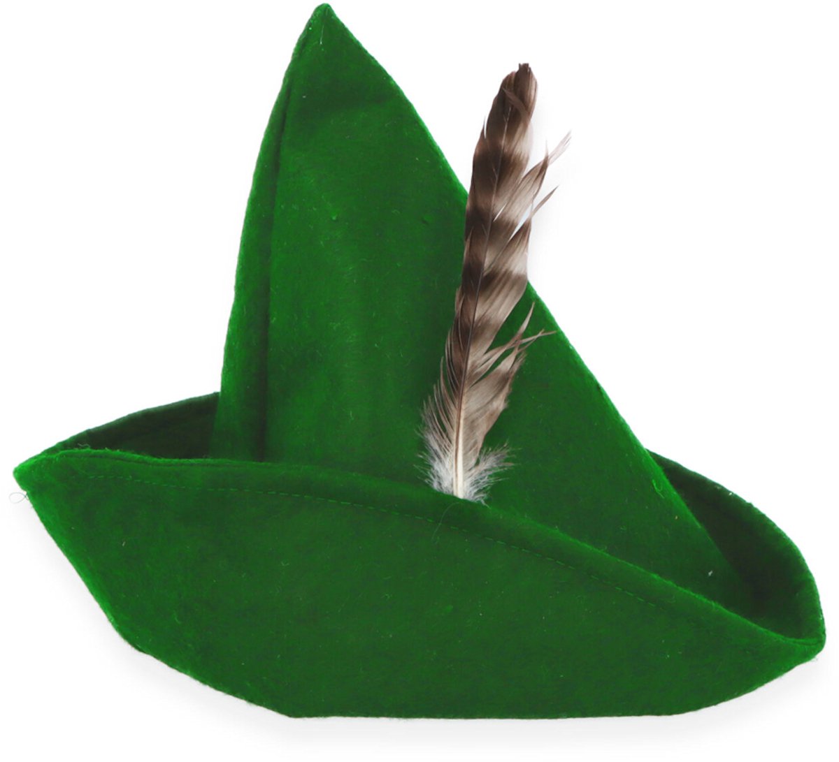 Henbrandt - Robin Hood Hoedje Groen met Veer – One Size Jachthoed voor Verkleedkleding & Kostuums
