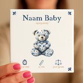 Gepersonaliseerde Baby Tegeltje – Met Naam, Geboortedatum, Gewicht, Lengte en Tijd – Blauw Beertje
