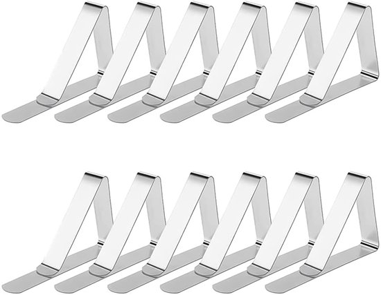 Foto: Tafelkleedklemmen 12 delig tafelklemmen 100 rvs tafelkleed gewichtjes voor binnen en buiten voor tafellaken zilver