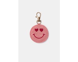 Woody & kirilove - sleutelhanger - roze smiley