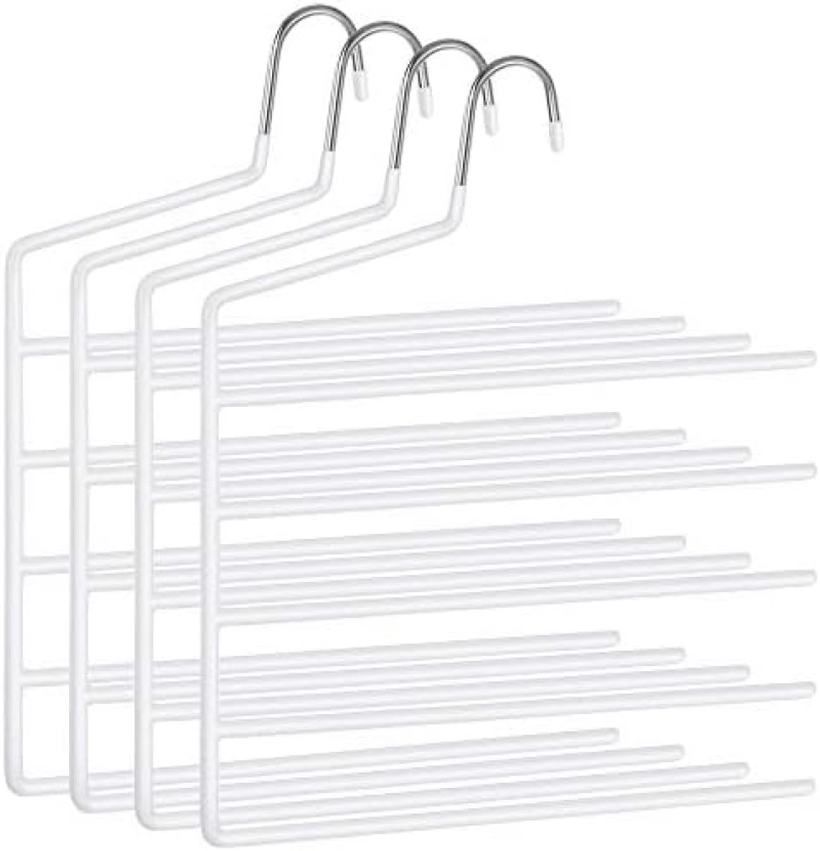 PromoHome Opberghangers Set van 4 - Ruimtebesparende Broekenhangers met Meerdere Stangen