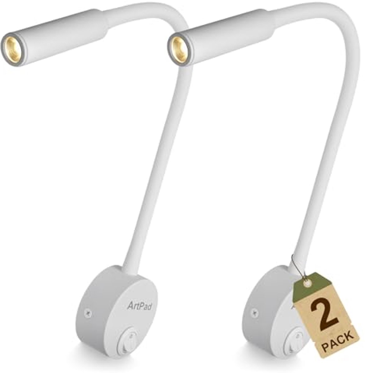 Set van 2 Witte Wandlampen met Warm Witte Verlichting - Minimalistisch Design