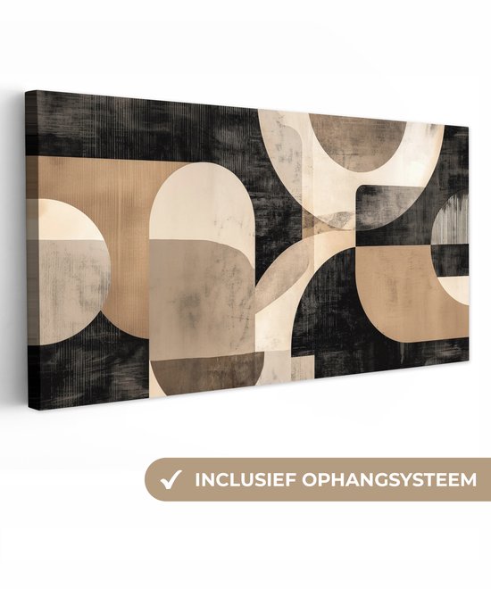 Tableau sur toile 200x100 cm - Décoration murale exclusive Abstrait - Formes - Moderne - Beige - Décoration murale salon - Décoration chambre - Accessoires chambre - Peintures sur toile