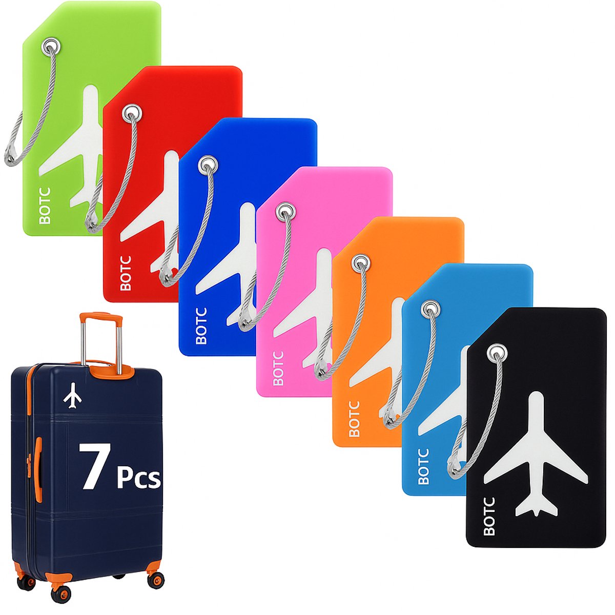 Bol.com BOTC Kofferlabels - Silicone Bagagelabel 7 stuks - Kofferlabel - Reisaccessoire - Kofferlabel voor Koffers - Meerdere Kl... aanbieding