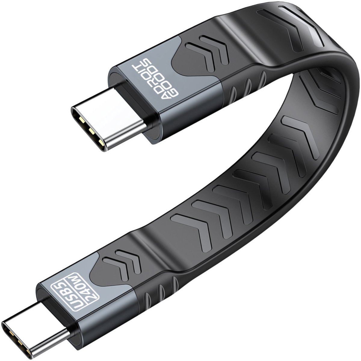 AdroitGoods USB-C Thunderbolt Data Kabel – 240W & 80Gbps - USB5 - 16K - 13cm - Zwart
