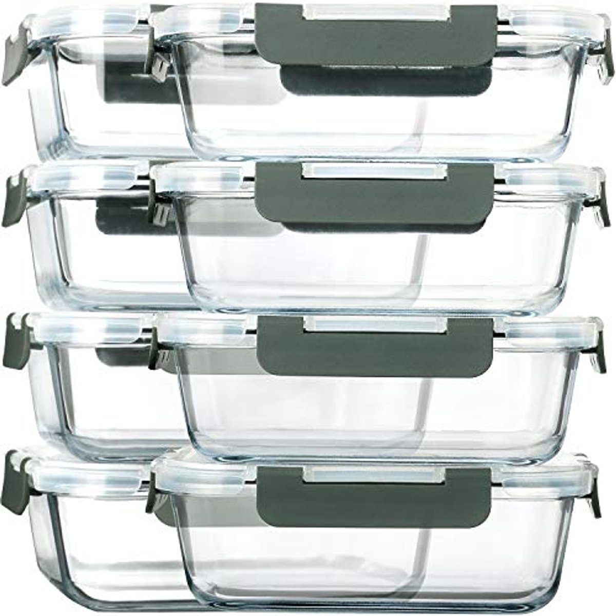 Glazen Maaltijd Prep Containers 8-Pack - 30 oz Luchtdicht Voedselopslag - Magnetron, Oven, Vriezer, Vaatwasser