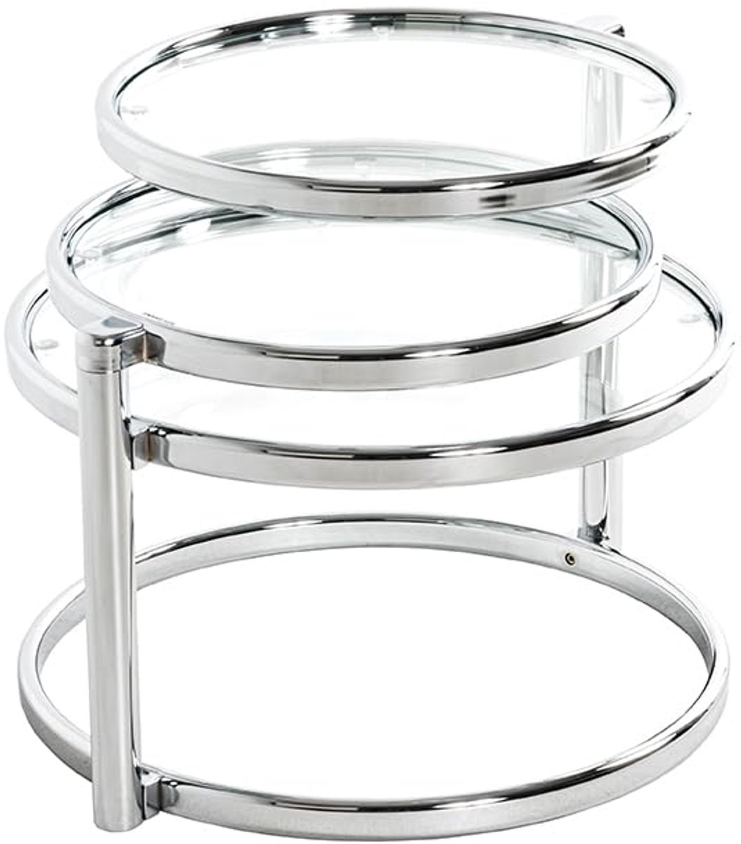 Moderne Salontafel van Chrome en Veiligheidsglas - Aanpasbaar en Elegant