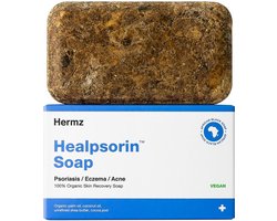 Dermz Healpsorin Zwarte Afrikaanse Zeep 100 g – Verzacht Psoriasis, Eczeem & Acne