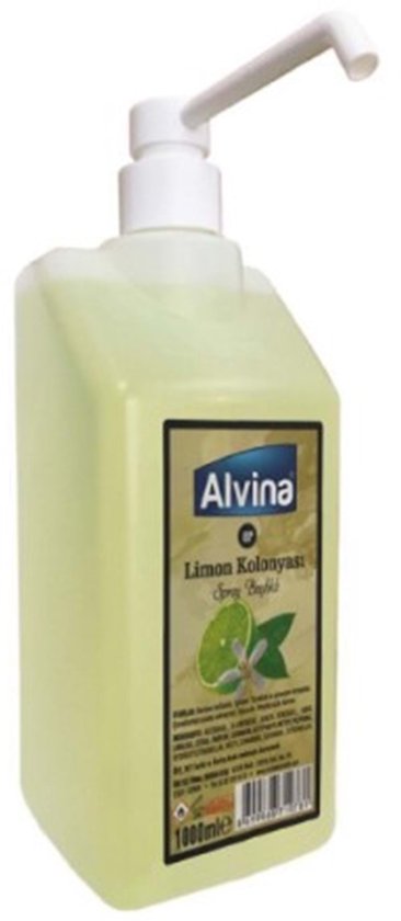 Alvina Citroen Kolonya 1 L – Pompfles – Eau de Cologne – Hand & Body – Verfrissend