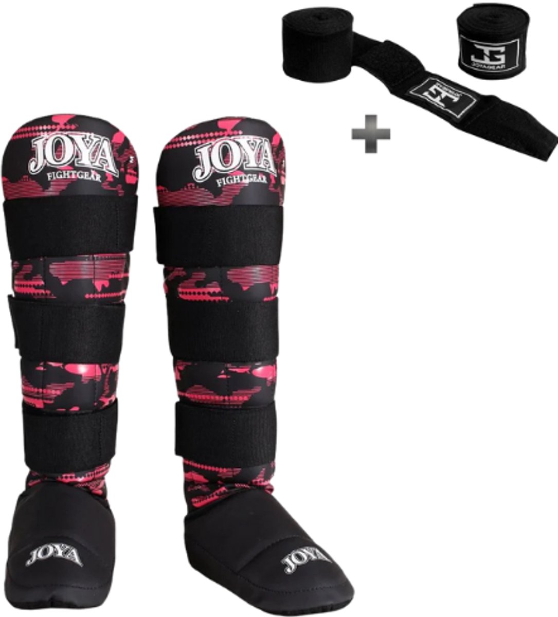 Joya Camo V2 Scheenbeschermers Kinderen – Maat S – Kickboksen – Optimale Bescherming & Comfort – Roze – Incl. Bandage