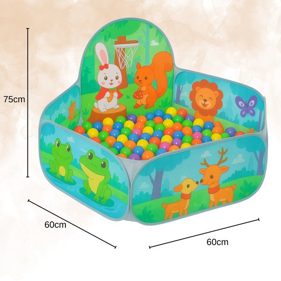 BDGoods® - Ballenbad - Ballenbak voor Kinderen - Kinderspeelgoed 1 jaar - Kinderspeelgoed 2 Jaar - Cadeau Kind - Ballen voor Ballenbak - Ballenbak Baby - Kinderspeelgoed 3 jaar - Inclusief 25 Ballen - Ballenbakken - Basketbalring - Speelgoed - Ballen van Merkloos — afbeelding 4