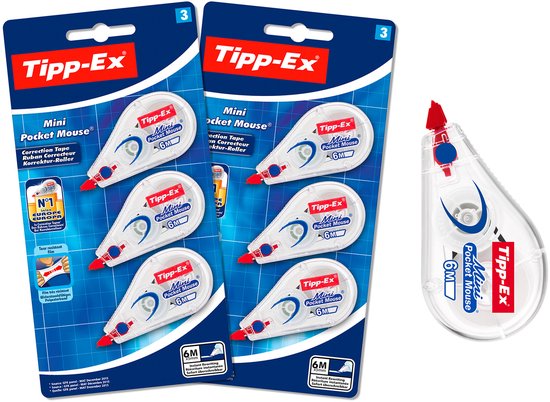 Tipp-Ex Mini Pocket Mouse - Correctieroller - 2x3 - 6 Stuks
