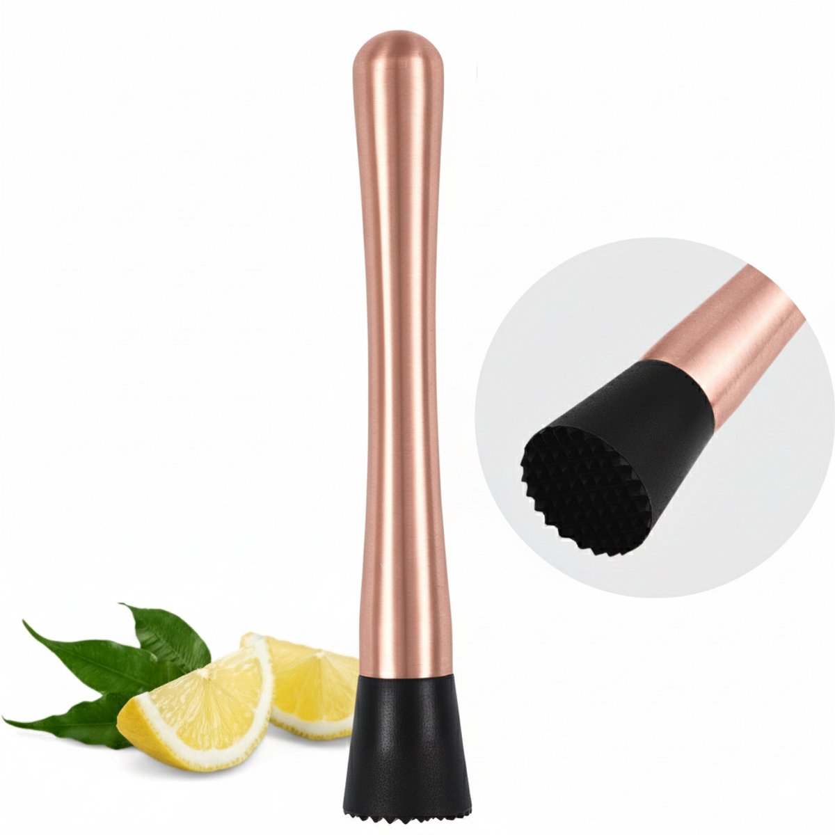 Cocora Cocktail Stamper - Muddler - Extra Grip - RVS - 21 x 3 x 3 cm - Rose Goud