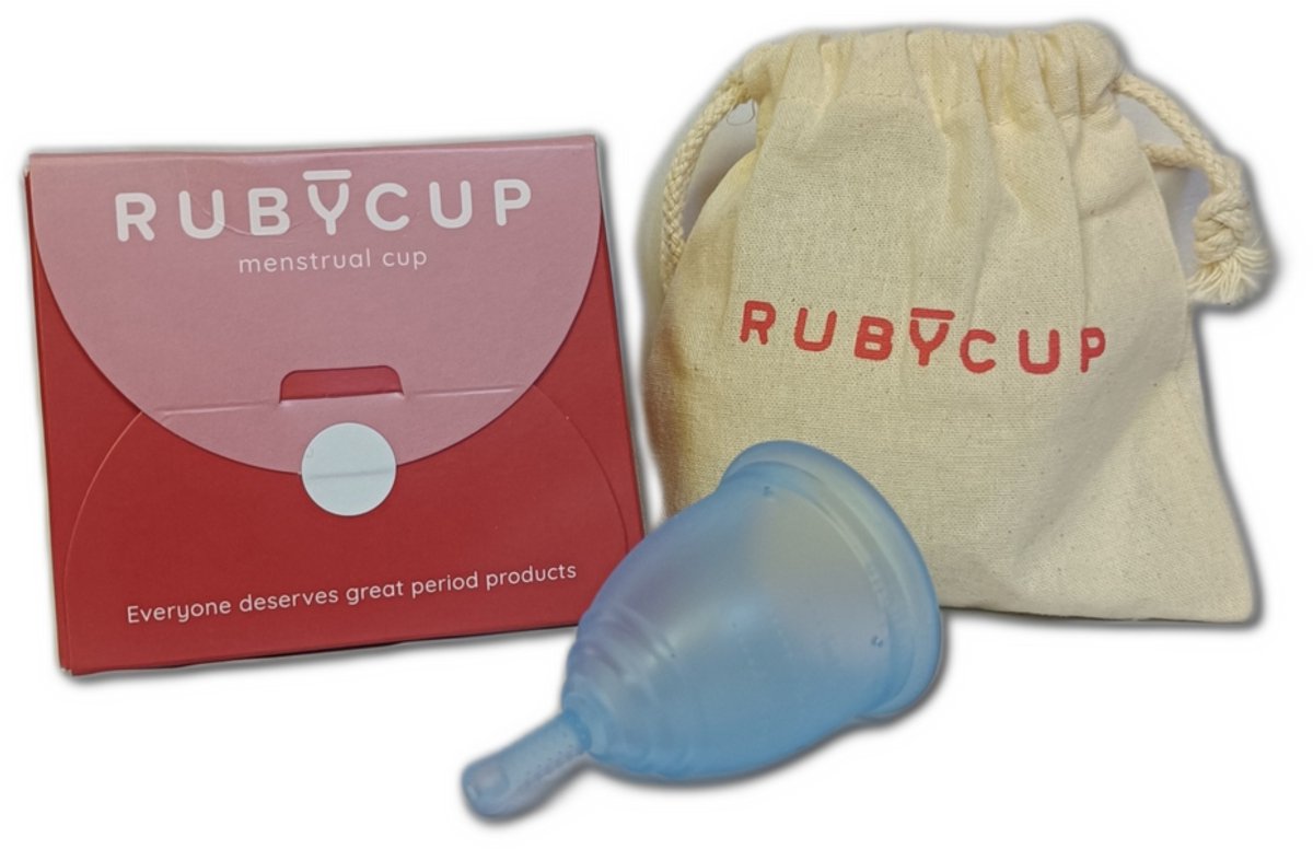 Ruby Cup Menstruatiecup – Herbruikbaar – Medisch Siliconen – 100% Vegan - Duurzaam & Comfortabel - medium - Blauw