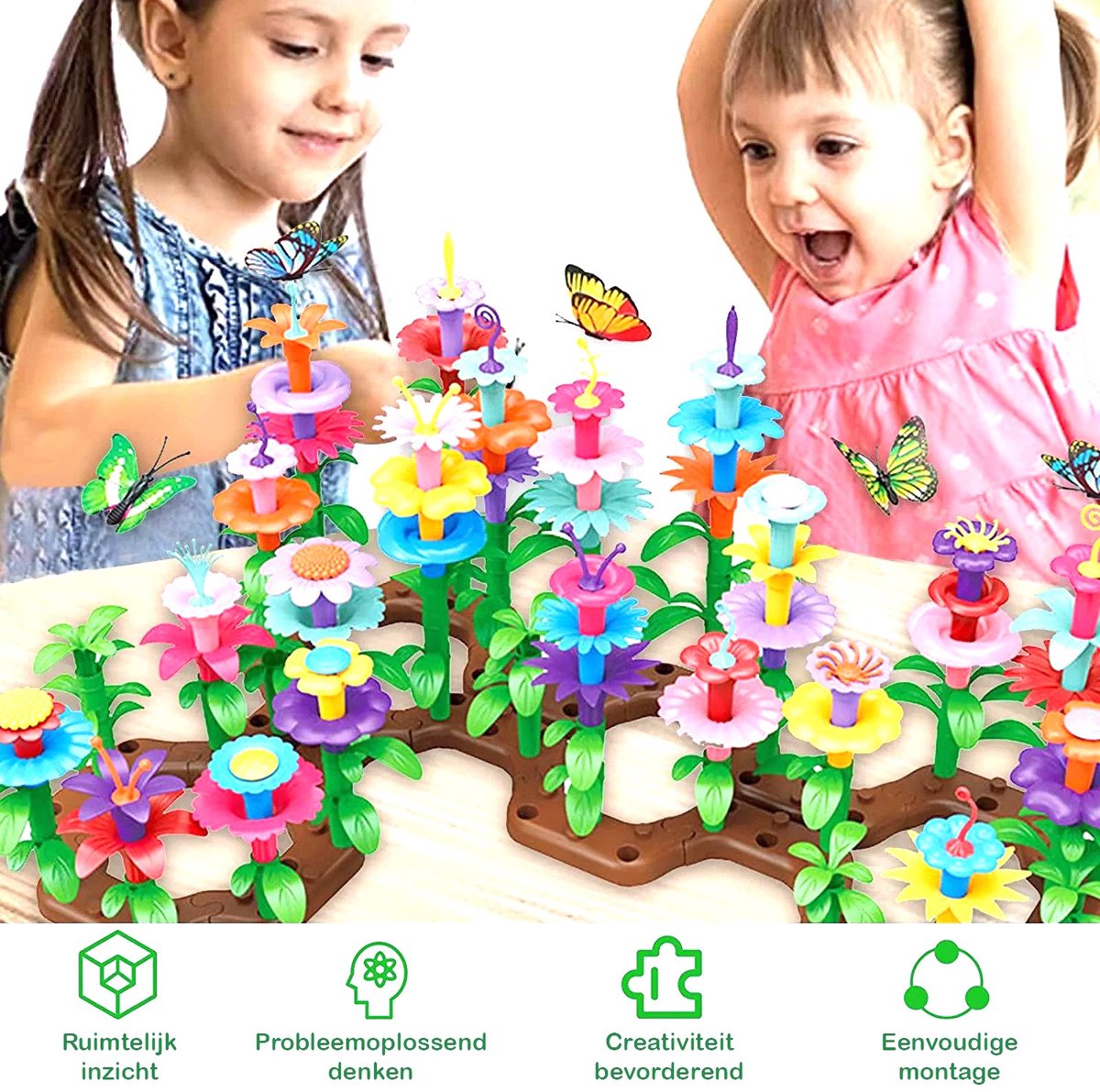 Joyage Bloemen Speelgoed – 142st - Fijne motoriek Speelgoed - Meisjes speelgoed 6 jaar - Open ended speelgoed Kleuter speelgoed 3 jaar - Kinderspeelgoed 4 jaar cadeau meisje 7 jaar cadeau meisje 8 jaar - Speelgoed 3 jaar - Jongens Speelgoed 5 Jaar — afbeelding 2