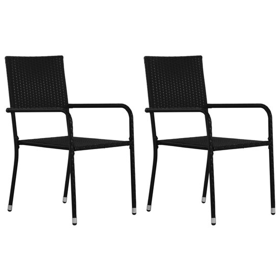 vidaXL - Chaises de jardin - 2 - pcs - empilables - poly - rotin - noir