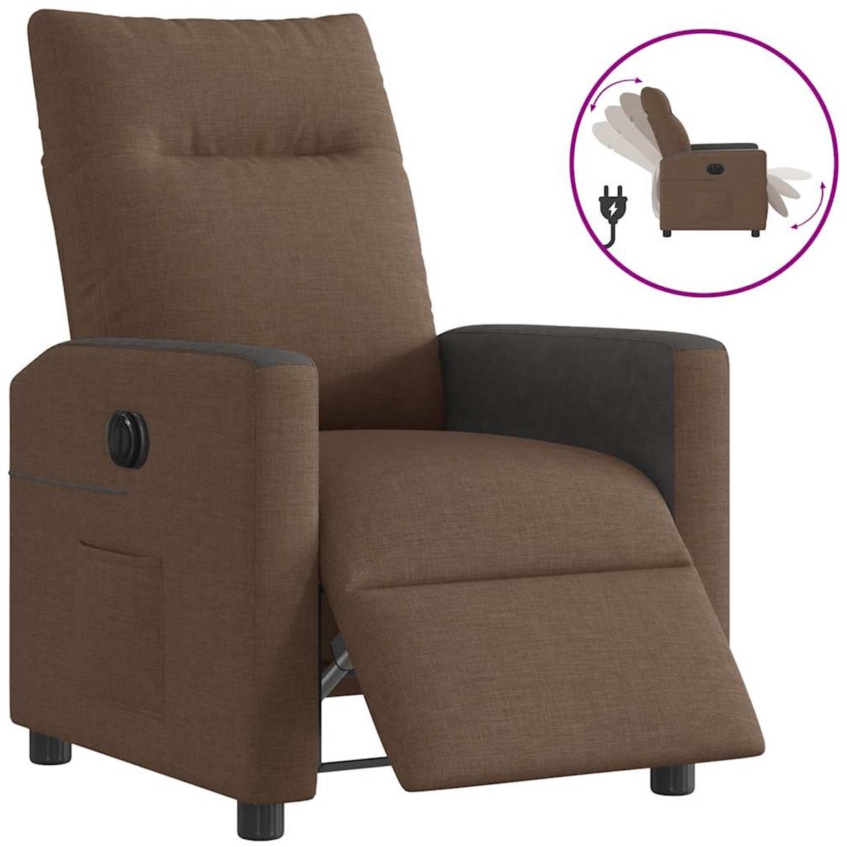 vidaXL Fauteuil - verstelbaar - elektrisch - stof - bruin bruin en zwart