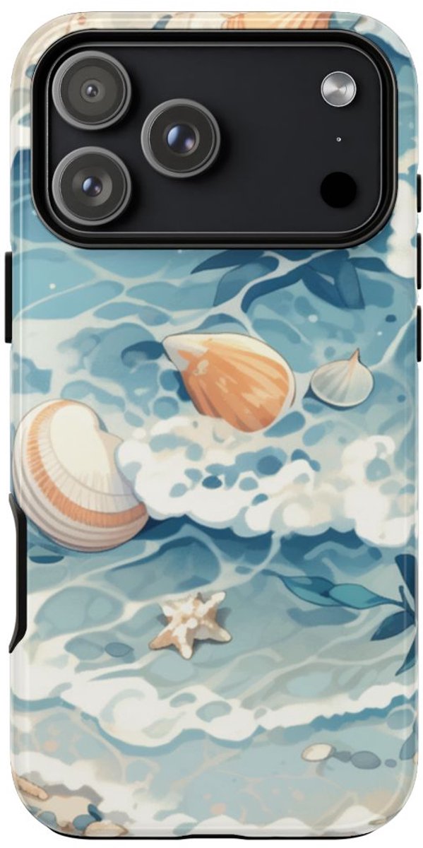Zeesterren en Schelpen op Oceaangolven – Telefoonhoesje Geschikt voor iPhone 17 Pro Max