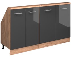 Vicco Rion Kastenset voor schuine wand – Set van 2 Antraciet hoogglans/goud eiken