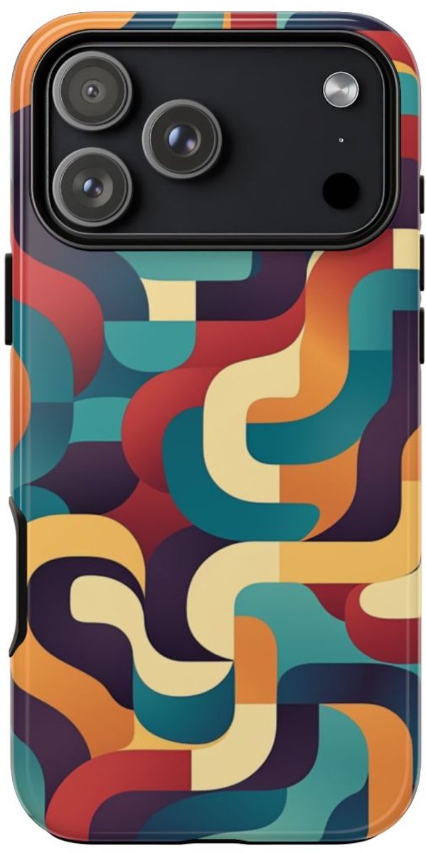 Kleurrijk Abstract Gebogen Patroon – Telefoonhoesje Geschikt voor iPhone 17 Pro Max