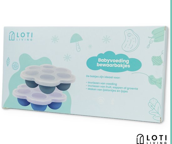 Loti Living Babyvoeding Bewaarbakjes Set - Set van 2 inclusief 4 stuks babylepels - Diepvriesbakjes - Vriezer Bakjes - BPA Vrij Siliconen Babyvoedingsaccessoires van Merkloos — afbeelding 5