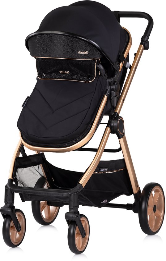 Chipolino Kinderwagen Vista - Baby wagen 2 in 1 - Kinderwagen met wieg en stoel - Licht en flexibel - Omvouwbaar - Inclusief luiertas - Zwart van Chipolino — afbeelding 2